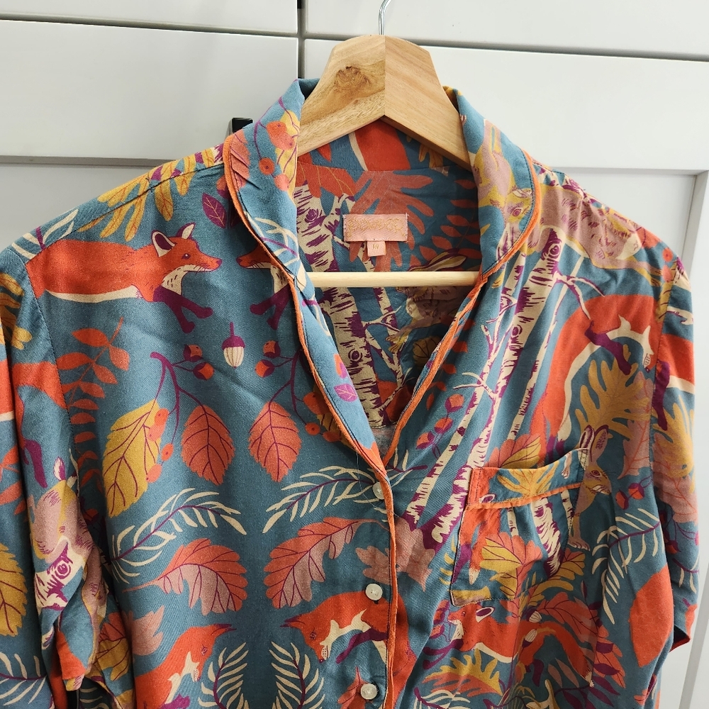 Powder Pajama Top Woodland Forest Print Women's Size Medium Modal - Picture 2 of 8